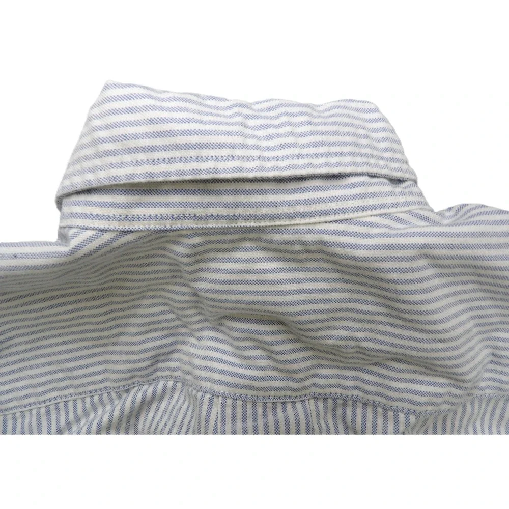Ralph Lauren Boys Stripe Oxford Shirt Cotton Button Down 8 Light Blue White Pony
